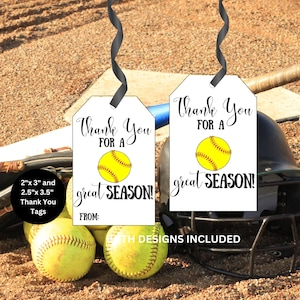 Softbaltag, softbalbedanktag, tag geluk, softbalsnacktag, afdrukbare softbaltag, tag bedankt voor een geweldig seizoen, sporttag
