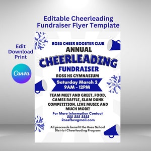 Cheerleading Fundraiser, Cheer Fundraiser Flyer, Editable Flyer Template, Team Fundraiser Flyer, Cheerleading Flyer, Sports Fundraiser Flyer