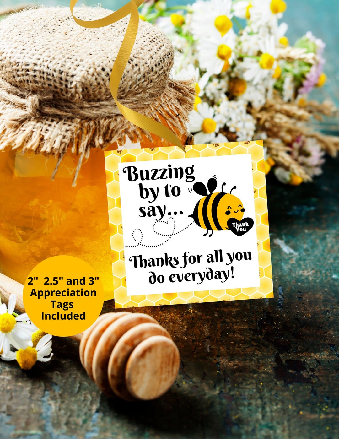 Printable Bee Appreciation Gift Tag, Teacher Thank You (PDF) - Etsy