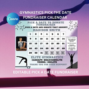 Editable Gymnastic Calendar Fundraiser, Pick a Date to Donate Printable ...