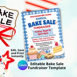 Bake Sale Flyer, School Fundraiser Flyer, Editable Bake Sale Template, Fundraiser Flyer,  Church Bake Sale Flyer, Back To School Flyer