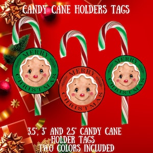 Candy Cane Holder, Candy Cane Holder Tag, Christmas Gift Tag Printable, Candy Cane Tag, Printable Candy Cane Holder,  Gingerbread Gift Tag