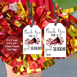 Etiqueta de porristas, Etiqueta de agradecimiento para porristas, Etiqueta de buena suerte, Etiqueta de refrigerio para porristas, Etiqueta de porristas imprimible, Etiqueta de agradecimiento por una gran temporada, Etiqueta deportiva