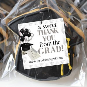 Printable Graduation Thank You Tag, Graduate Thank You, Cap and Diploma ...