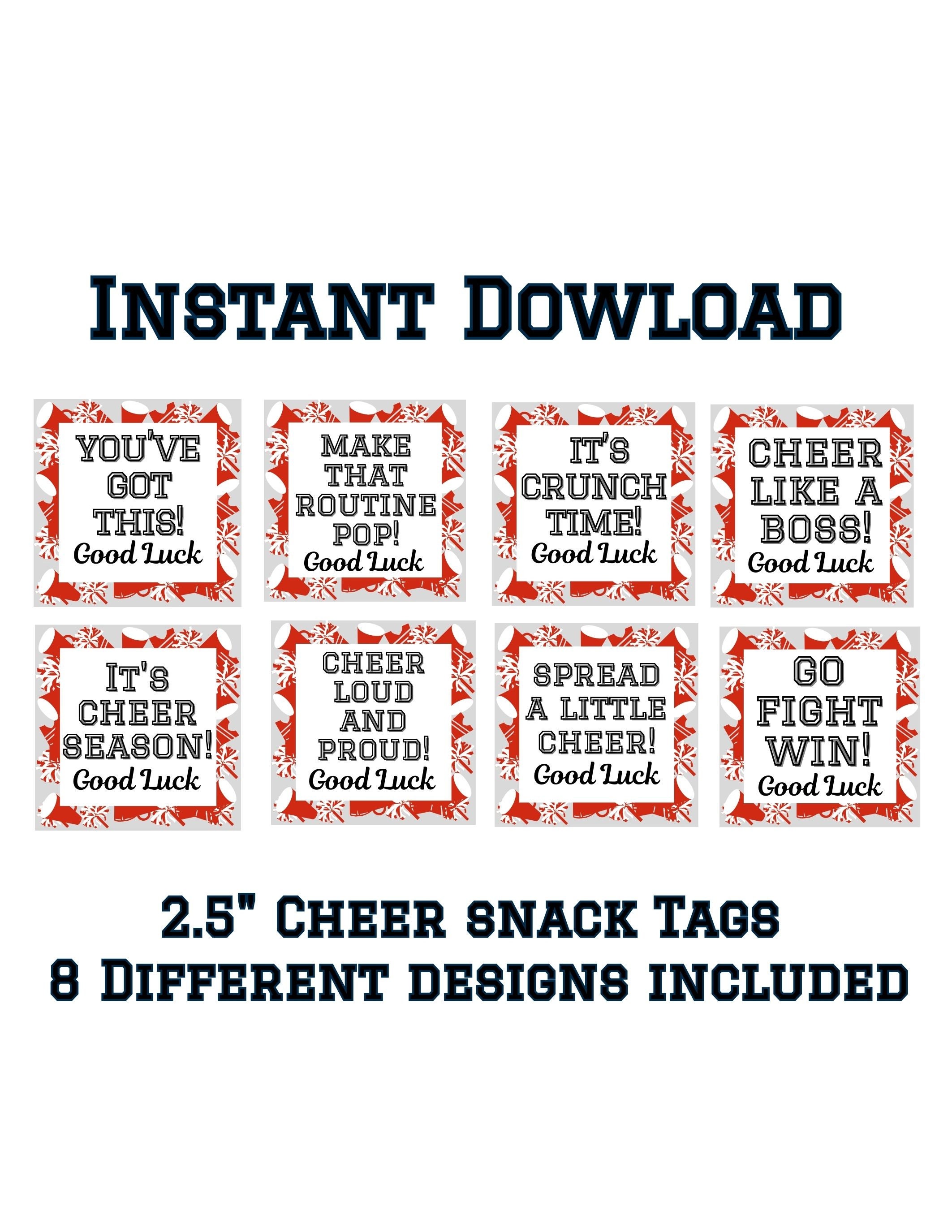 Cheer Tag, Cheer Treat Tags, Good Luck Cheer Tag, Cheerleading Snack ...