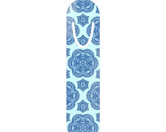 Personalisiertes Aluminium Lesezeichen: aufwendiges blaues Mandala Design, Leser Geschenk