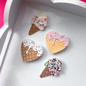 Ice Cream Hair Clips,Ice Hair Clip Mini,Ice Cream Bows For Girls,Ice Cream Bows Little Girl, Ice Cream Headband, Ice Cream Birthday Hair Bow