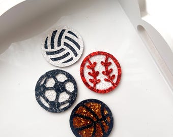 Sports Ball Hair Bow Clip: Baseball, Soccer, Volleyball, Softball