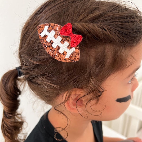 Glitter Football Hair Clip, Football Hair Bow, Football Teams Hair Clip, Football Hair Headband, Football Clip, Glitter Clips, Fall Clips