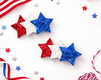 4th Of July Bow - Patriotic Clip - Independence Day Headband - Memorial Day - Red White Blue Hair Accessory