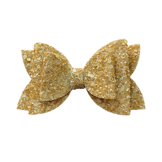Gold Bow Gold Glitter Bow Gold Bow Clip Gold Bow Baby Gold | Etsy