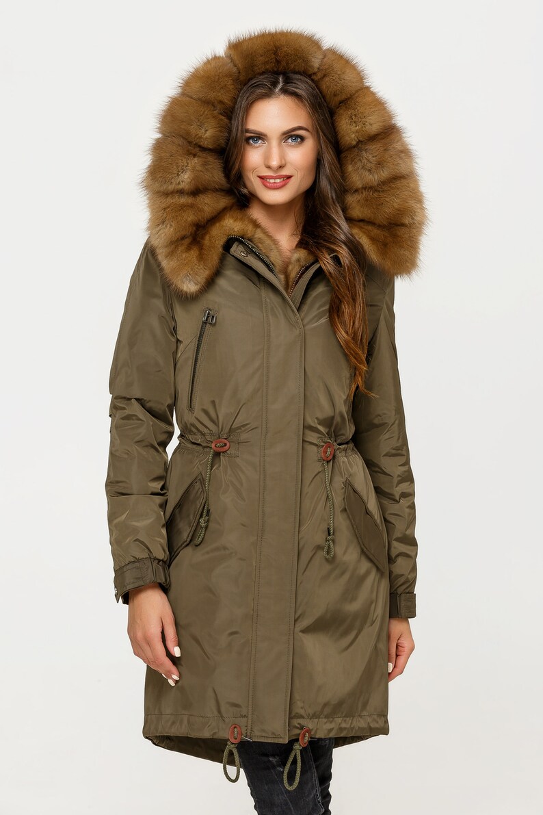 Woman Canadian Sable Raincoat Hooded Winter Coat Parka Jacket | Etsy