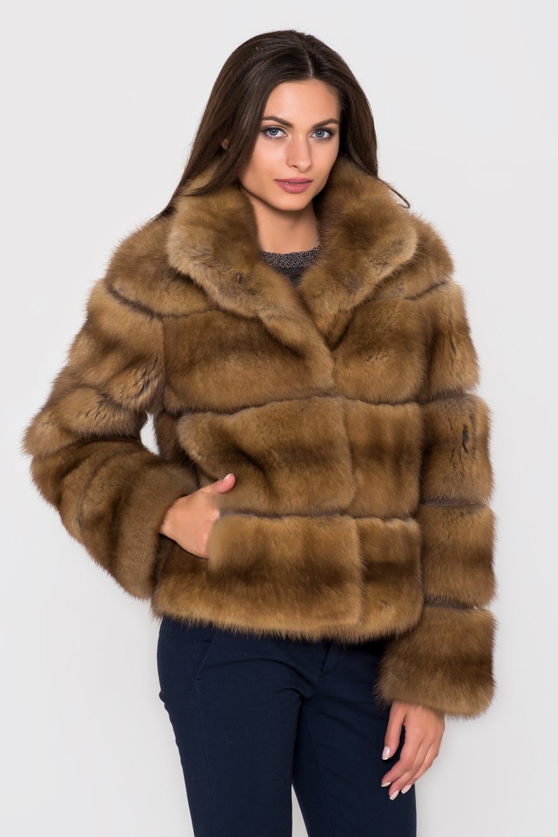 Woman Canadian Sable Fur Jacket Natural Real Fur Coat | Etsy