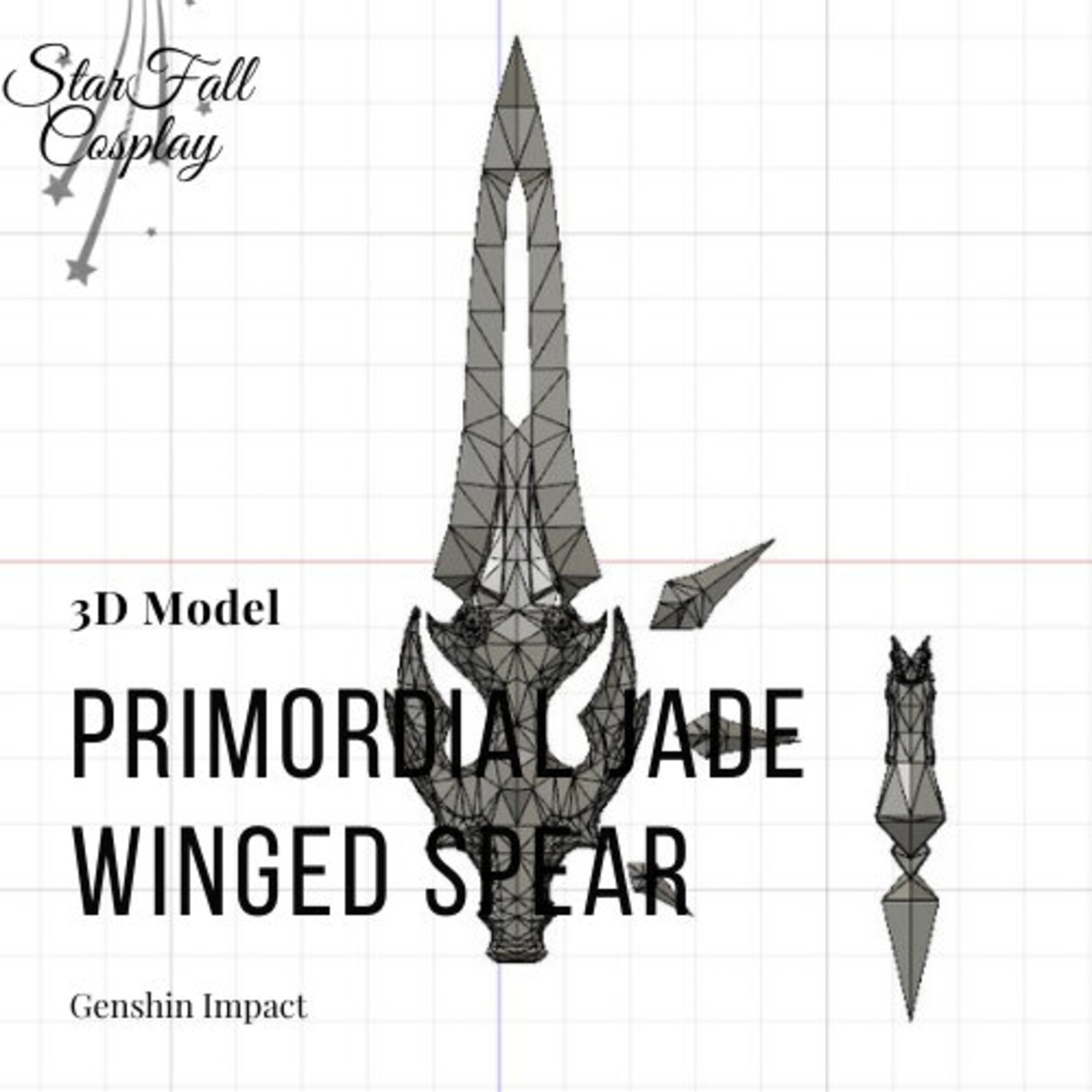 Primordial Jade Winged Spear 3D Model Etsy