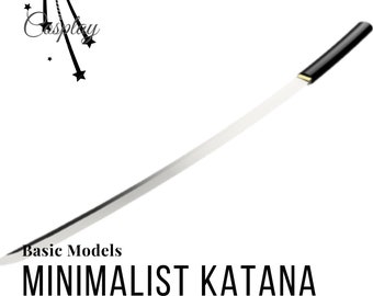 May include: A minimalist katana sword with a black handle and a silver blade. Basic Models MINIMALIST KATANA 3D Model.