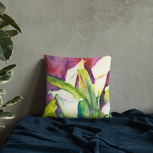 Hand painted Watercolor Calla Lily Flower Basic Pillow