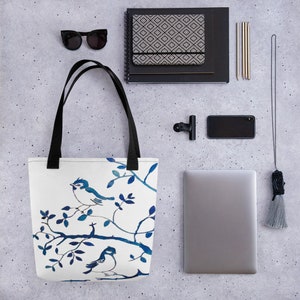 Blue Bird Tree Branch Tote bag