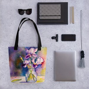 Iris Watercolor tote bag