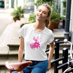 Cosmos flower Women All-Over Print Crop Tee