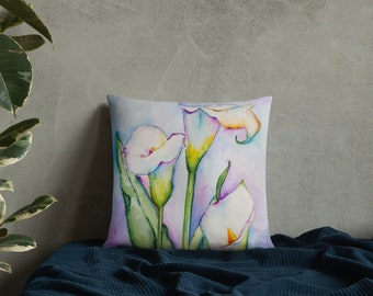 Hand Painted Watercolor Calla Lily Basic Pillow