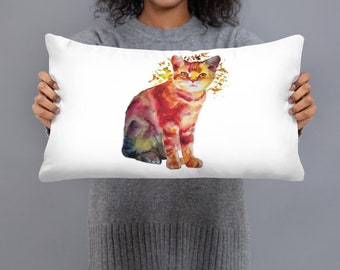 Hand paint Watercolor Cat Basic Pillow