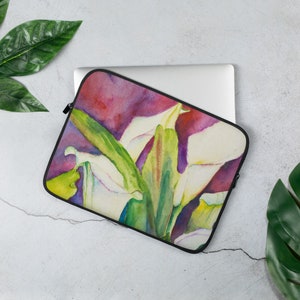 Handpainted Watercolor Calla Lily Laptop Sleeve