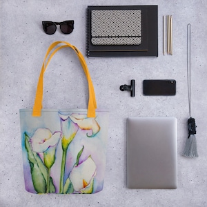 Hand Painted Watercolor Calla Lily Tote bag