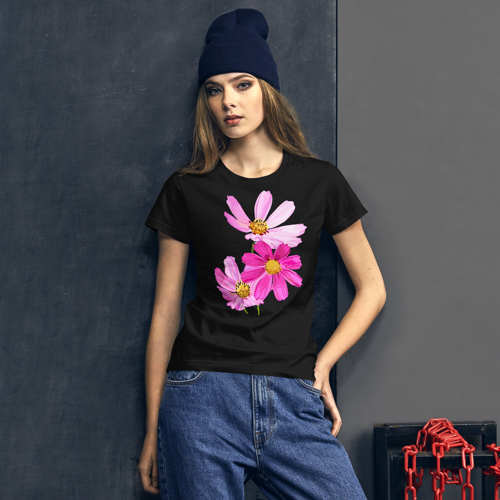 Cosmos bloem Dames t-shirt met korte mouwen