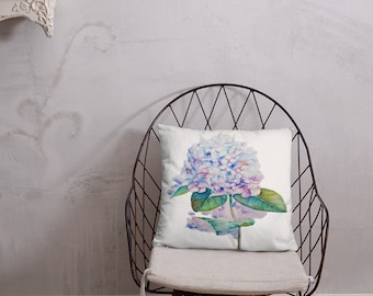Handmålad akvarell hortensia kudde