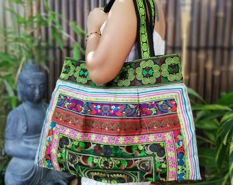 Hmong Hill Tribe - Thai Handmade  Large Tote beach Bag,, Thai Style, Fair Trade,  Boho, Bohemian Style, Hippie, Woman's. Exotic Ethnic bag