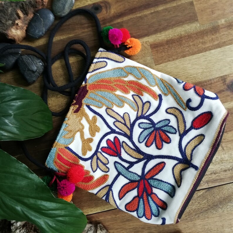 Flower Hippie Bohemian Style Thai Hill Tribe Handmade Tote Crossbody Bag Exotic Ethnic Fair Trade Handmade Woman/'s Thai Style Boho