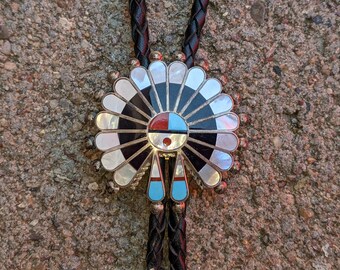 Vintage Native American Zuni Sun Face God Sterling Silver Tortoise Shell Coral Turquoise Bolo Tie 3026 Suit Tie Accessories Accessories Mahilacollegekhagaul Com
