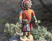 Vintage Hopi Kachina SUNFACE, Native American Hand Made Wood Carving Signed by Adams , Original Rare Collectible South Western Art