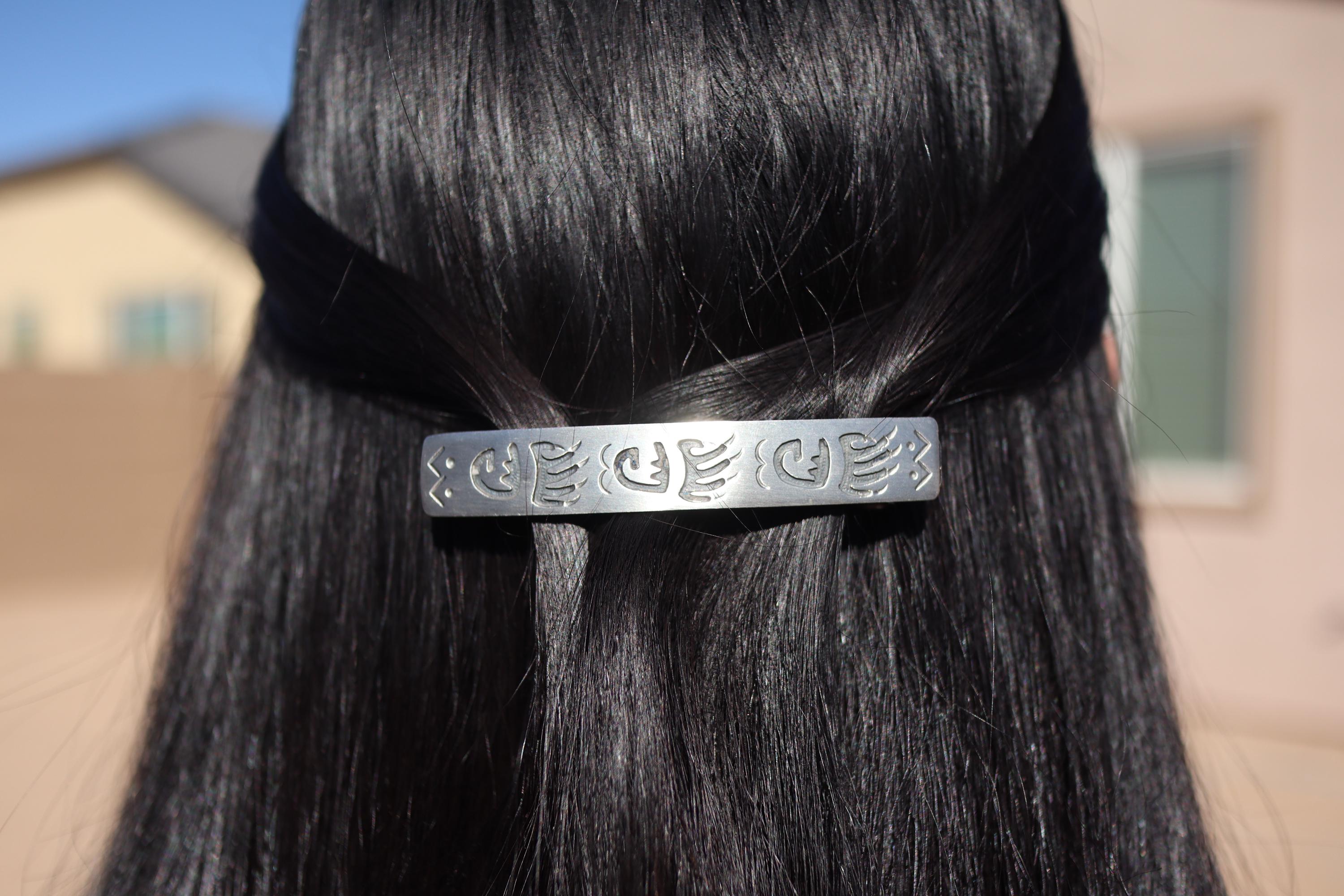 Navajo Sterling Silver Hair Clip Barrette: Bear Claw Design  display picture 2