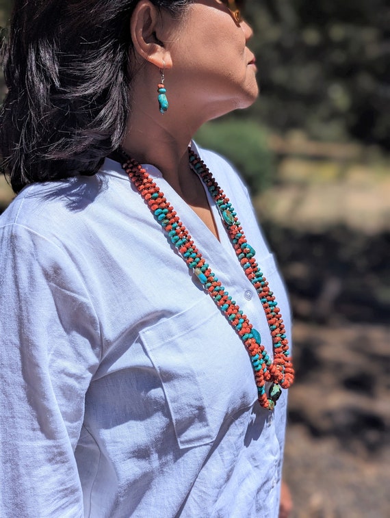 Museum Vintage Santo Domingo/ Navajo Native American Jewelry jewelry Turquoise Nugget Jacla Heishi Necklace Museum Vintage Santo Domingo/ Navajo Native American Jewelry jewelry Turquoise Nugget Jacla Heishi Necklace