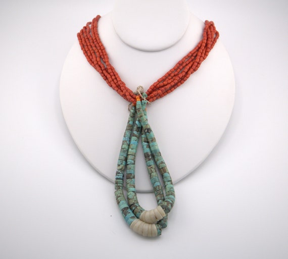 Vintage Native American Turquoise Necklace - Hand… - image 5
