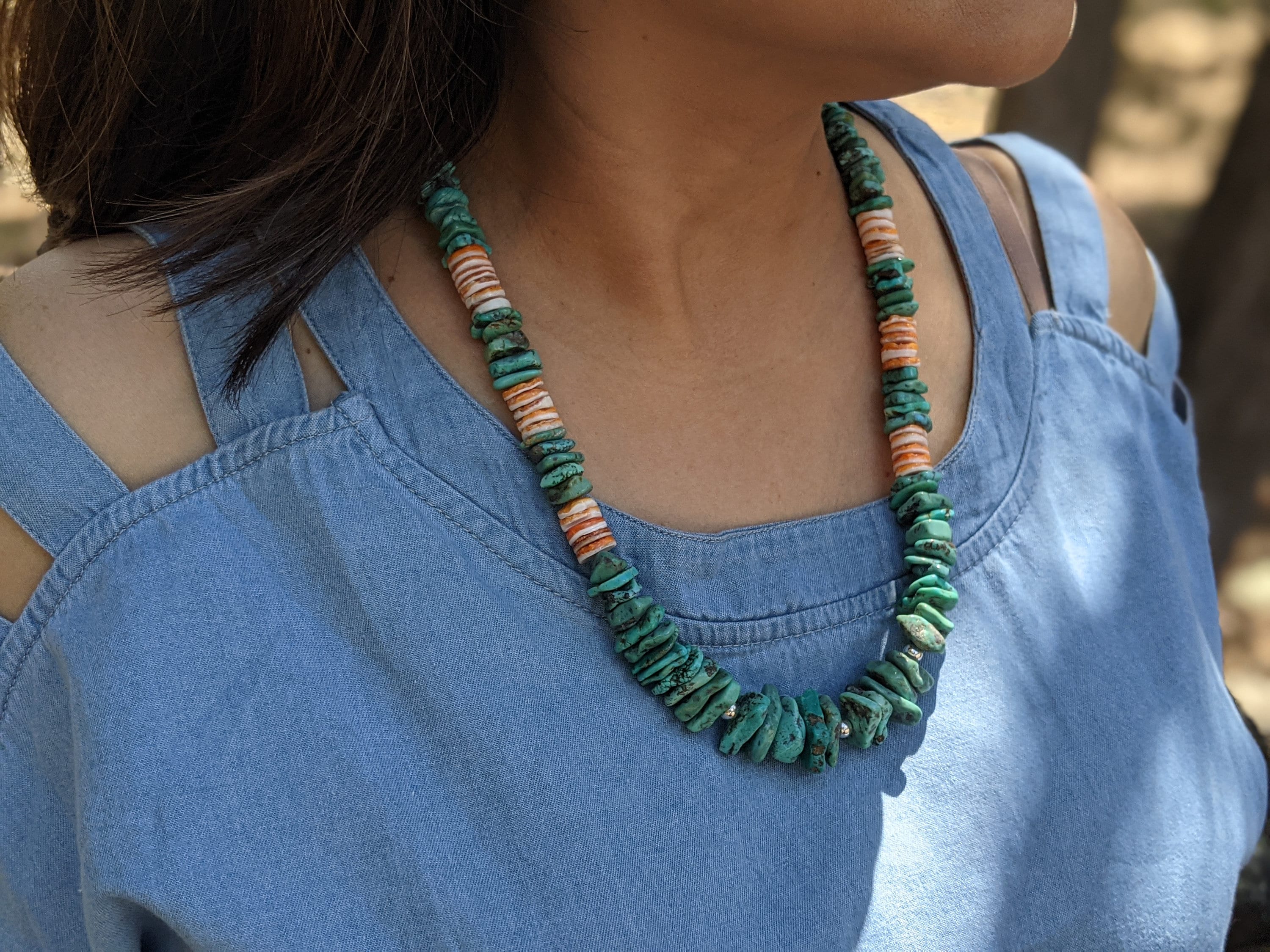 Santo Domingo Kewa Pueblo Heishi Necklace Turquoise Spiny Etsy