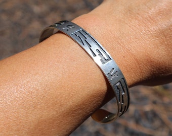 Authentic Hopi Handcrafted Bracelets: Native American Artistry in Sterling Silver size 7.25