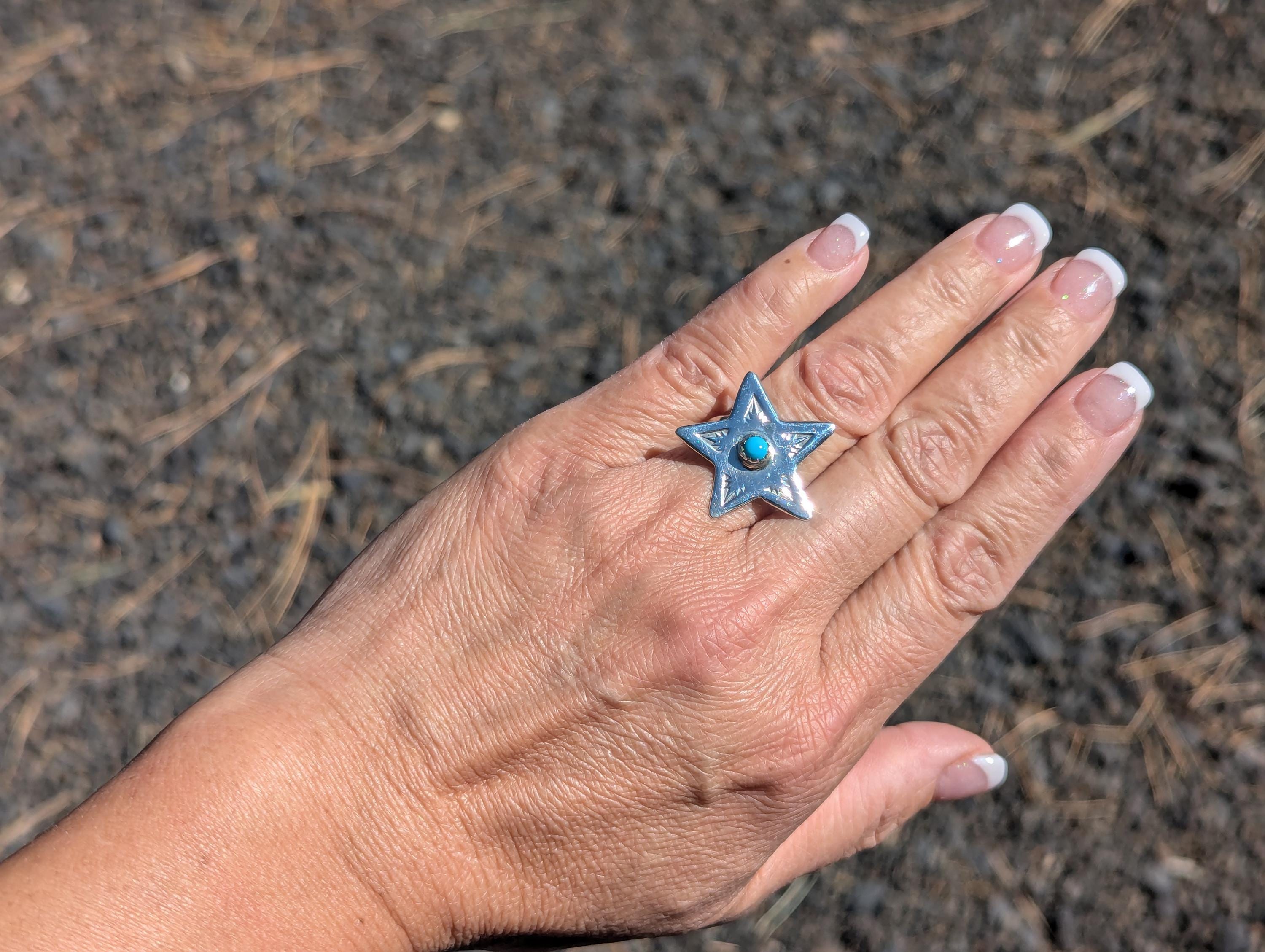 ナバホ キングマン ターコイズ スター リング ハンドメイド ネイティブ