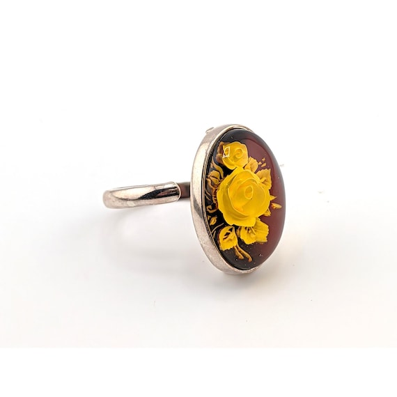 Handcrafted Cherry Amber Ring Reverse Intaglio Ro… - image 8