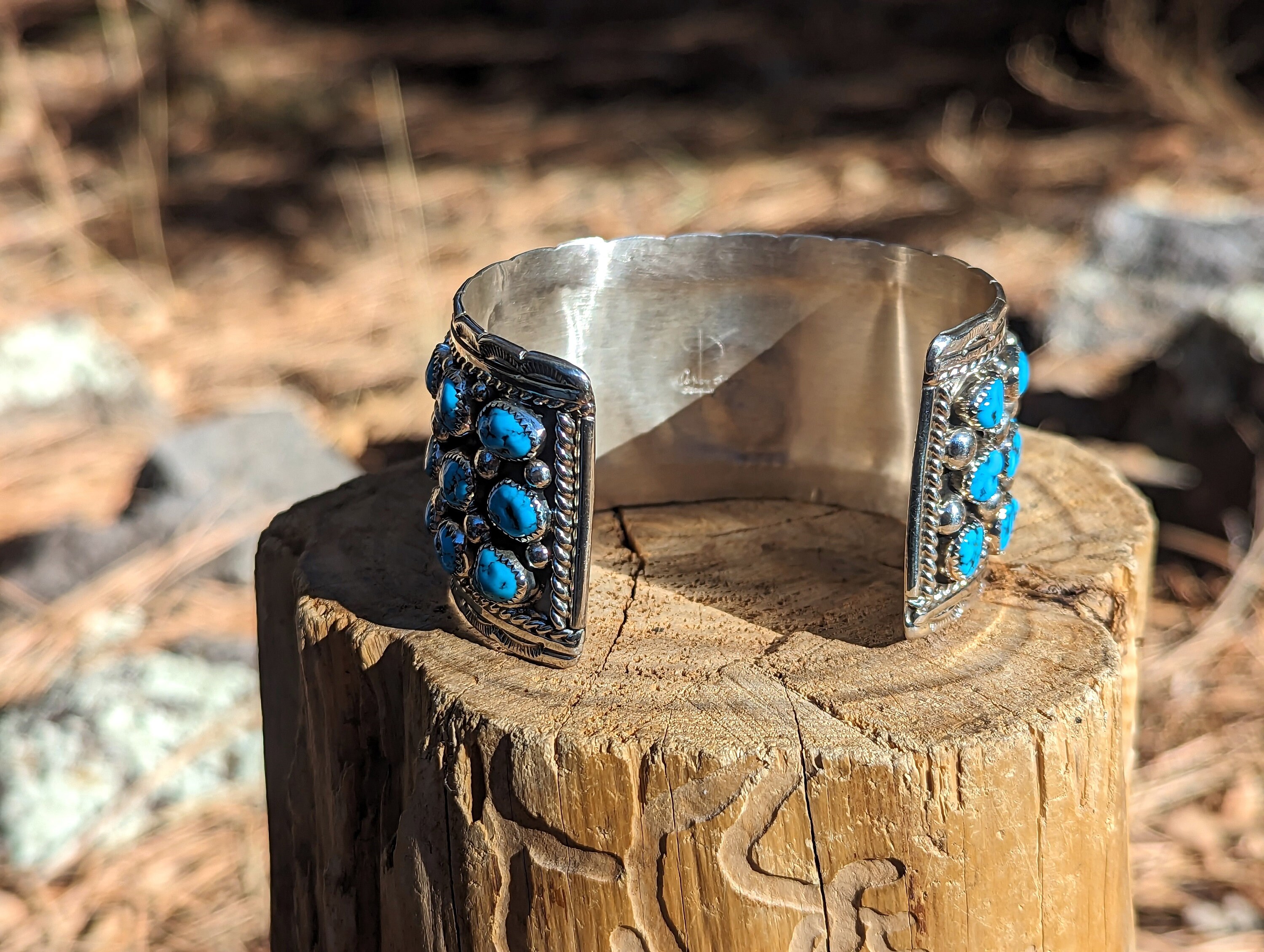 Handcrafted Navajo Turquoise Bracelet Genuine Sterling 