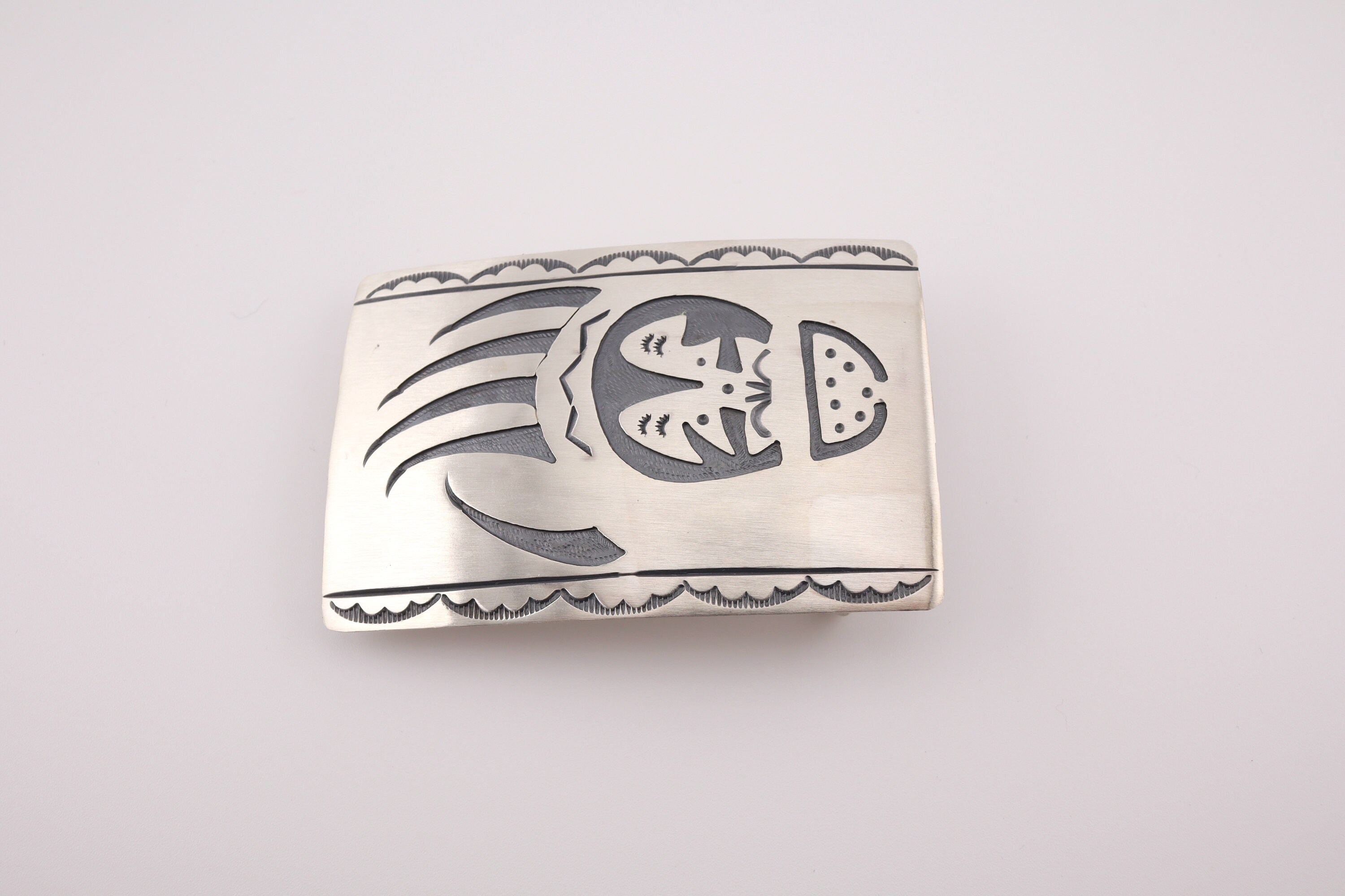 Vintage Style Navajo Sterling Silver Belt Buckle - Handmade  display picture 1