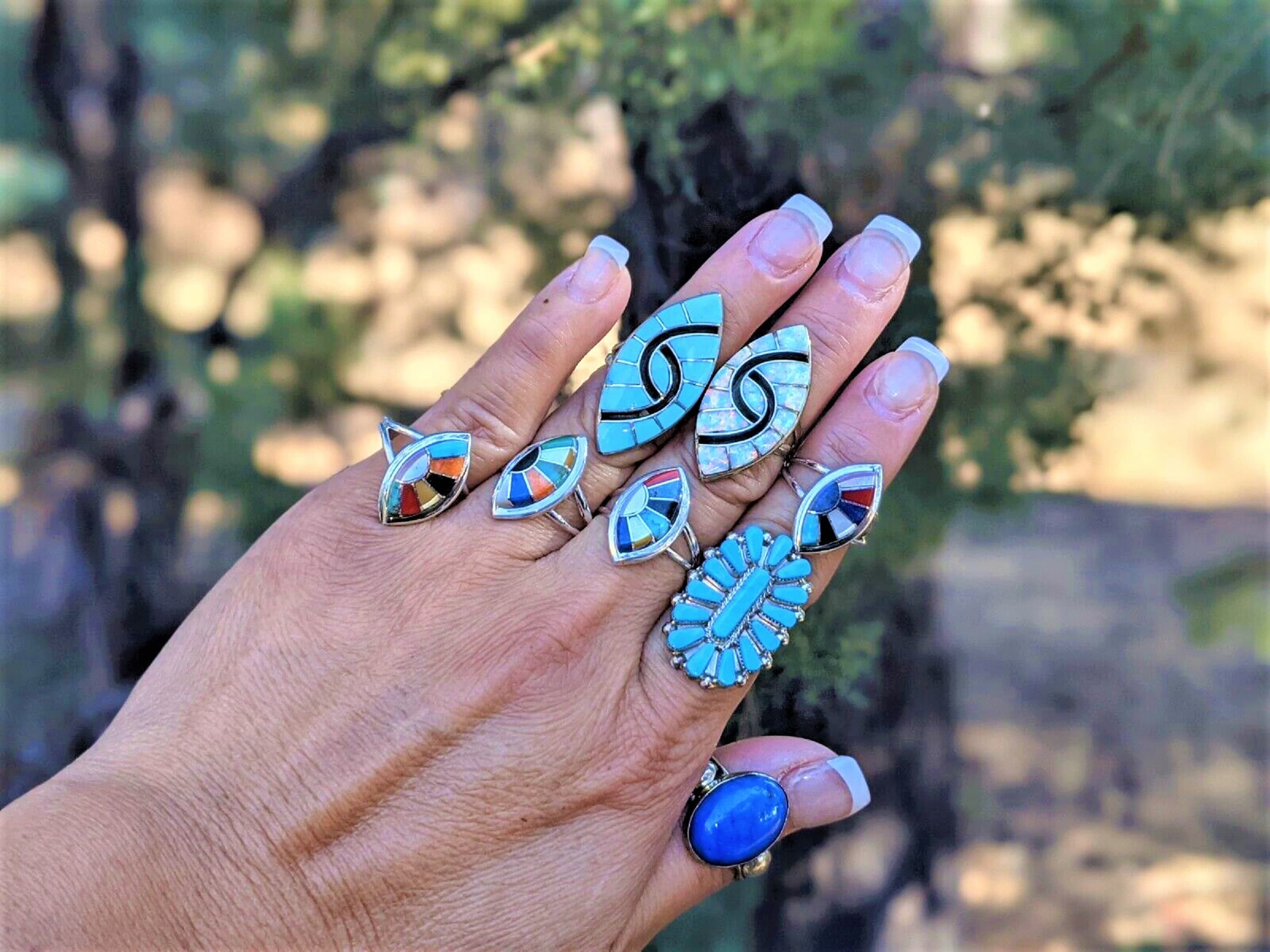 Women's Native American Zuni/navajo Rings, Handmade Women's Native American Zuni/navajo Rings, Handmade