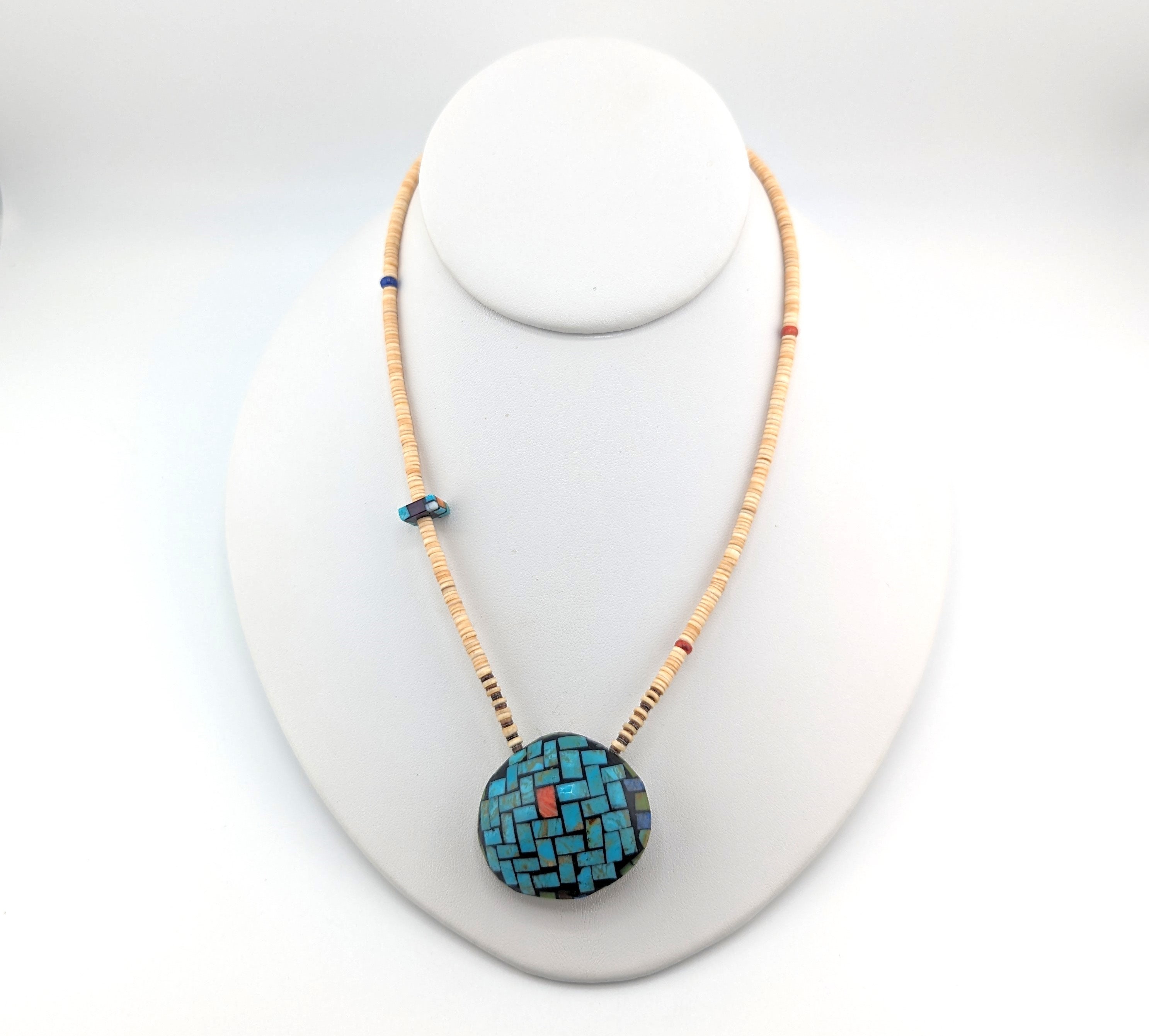 Enchanting San Felipe Signed 8 Turquoise Sterling Silver Necklace Enchanting San Felipe Signed 8 Turquoise Sterling Silver Necklace