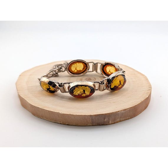 Handcrafted Cherry Amber Bracelet Reverse Intagli… - image 2