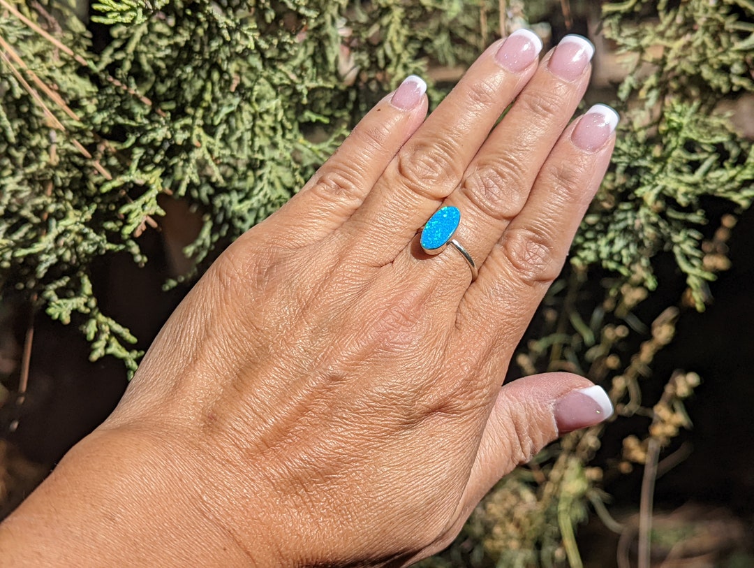 Zuni Opal Stones Inlay Band Rings Native American Jewelry