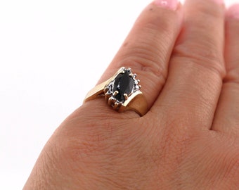 Vintage Black Tourmaline Ring Women's 10k GOLD Jewelry Size 5