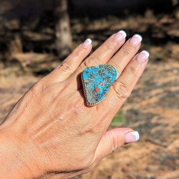 Handcrafted Zuni Corn Maiden Kachina Turquoise Adjustable Native American Artistry Jewelry Sz 7.75US