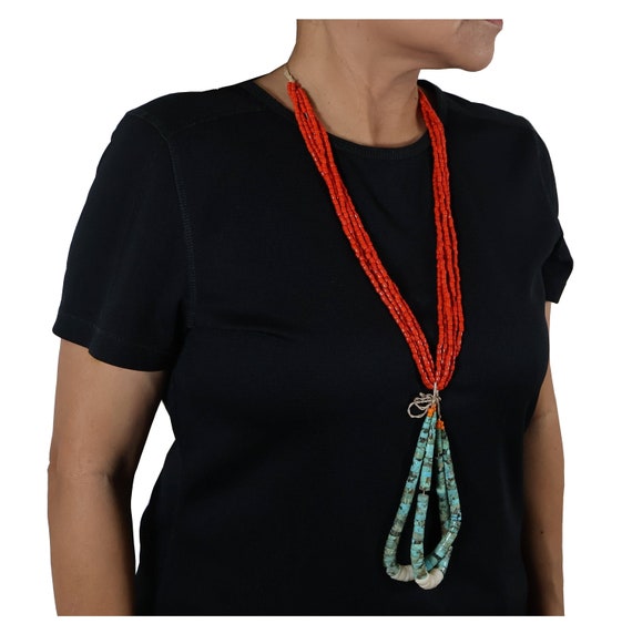 Vintage Native American Turquoise Necklace - Hand… - image 4