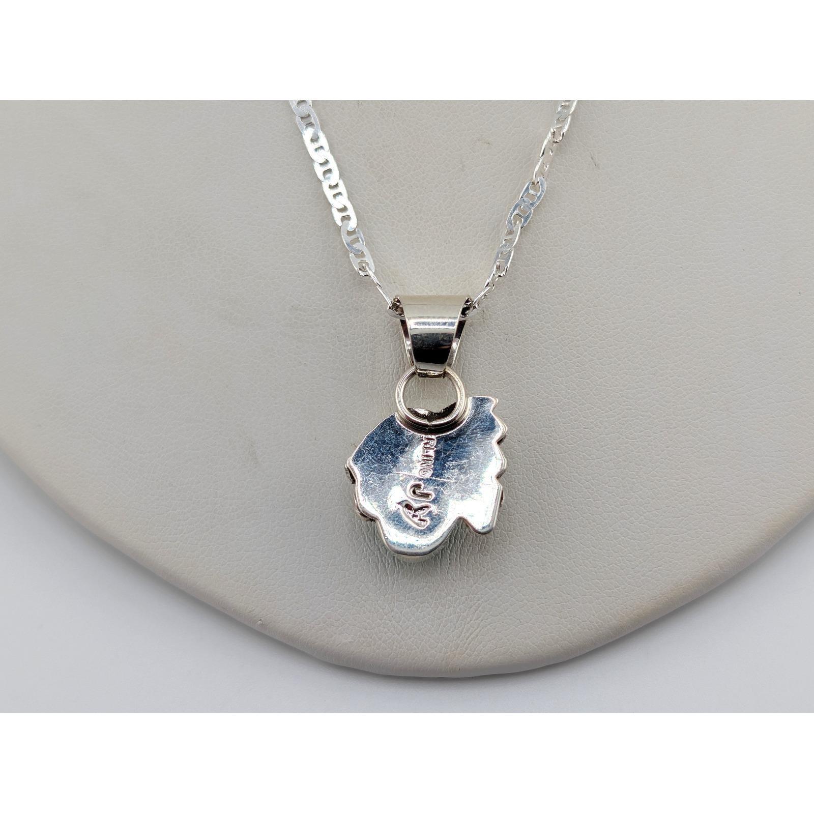 Navajo Tri-tones Turquoise Mosaic Inlay Pendant Mariner Chain